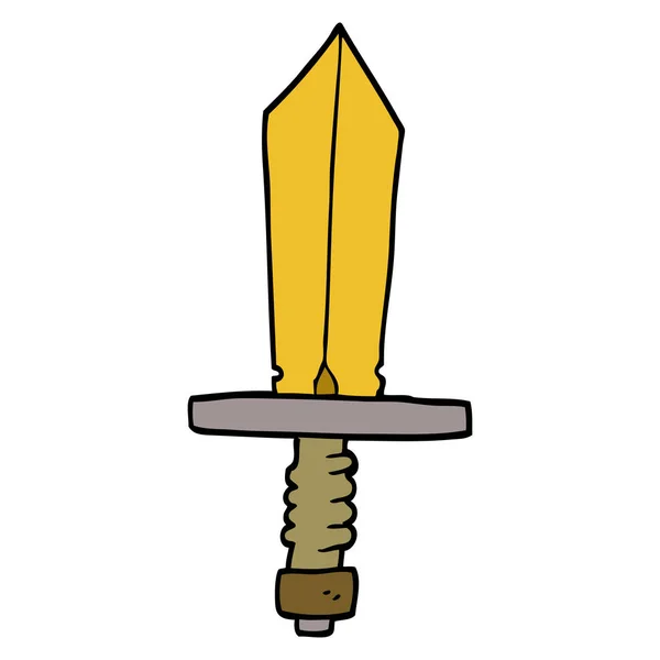 Cartoon Doodle Old Bronze Sword — Stock Vector