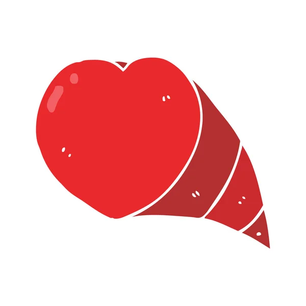 Color Plano Estilo Dibujos Animados Amor Corazón Símbolo — Vector de stock