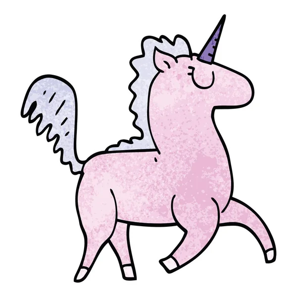 Dibujo Animado Doodle Unicornio Vector Ilustración — Vector de stock