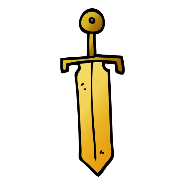 Dibujos Animados Garabato Espada Bronce — Vector de stock