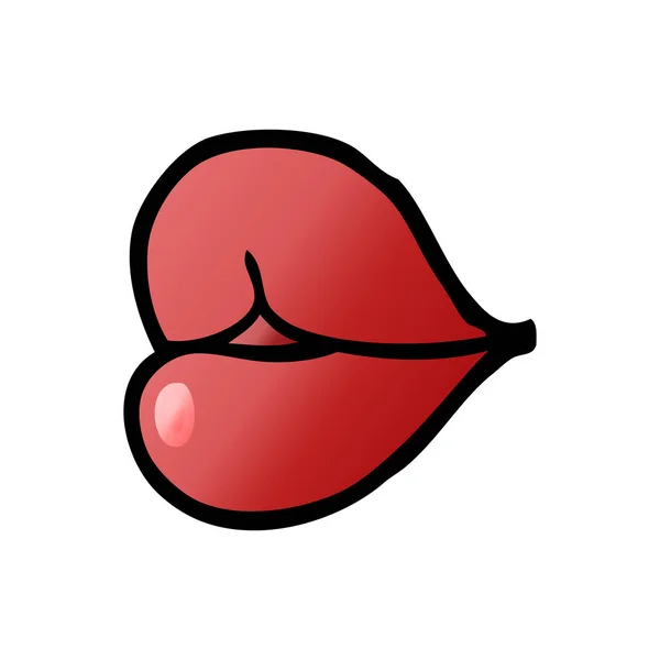 Γελοιογραφία Doodle Κόκκινα Χείλη — Διανυσματικό Αρχείο
