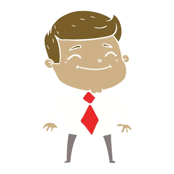 Happy Flat Color Style Cartoon Businessman — Stock Vector