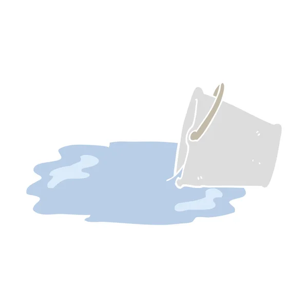 Flat Color Illustration Spilled Bucket — Stock Vector