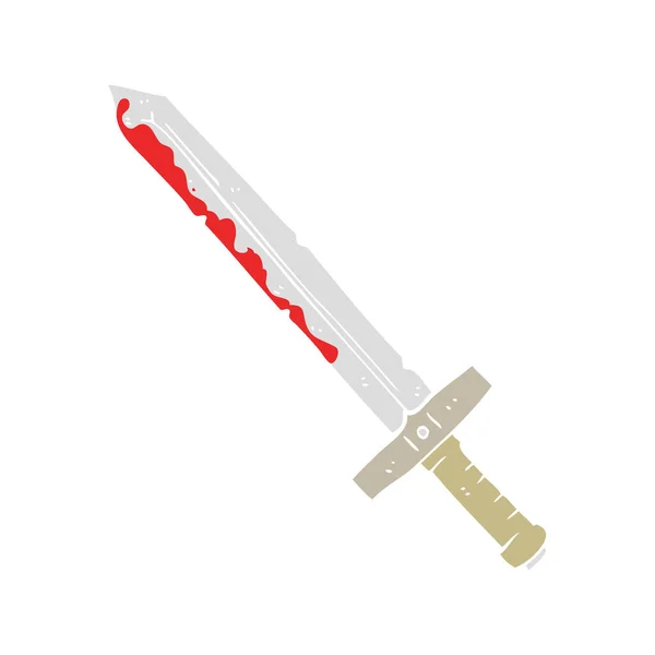 Flat Color Illustration Bloody Sword — Stock Vector