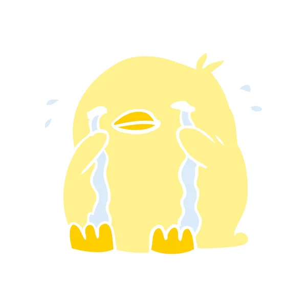 Flat Color Style Cartoon Crying Bird — Stock Vector