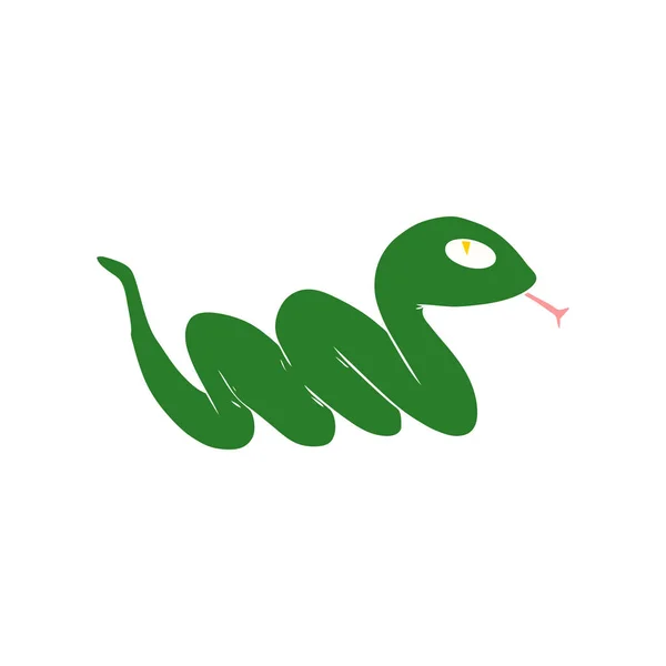 Plano Color Estilo Dibujos Animados Deslizante Serpiente — Vector de stock