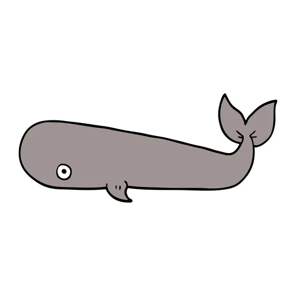 白い漫画落書きクジラ — ストックベクタ