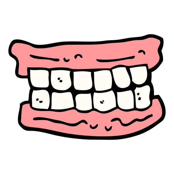 Dibujado Mano Garabato Estilo Dibujos Animados Dientes Falsos — Vector de stock