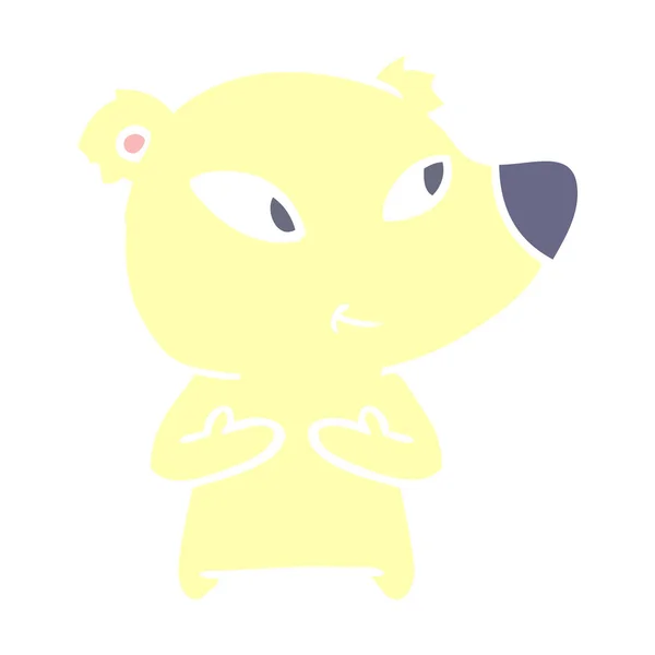 Cute Flat Color Style Cartoon Bear — Stock Vector