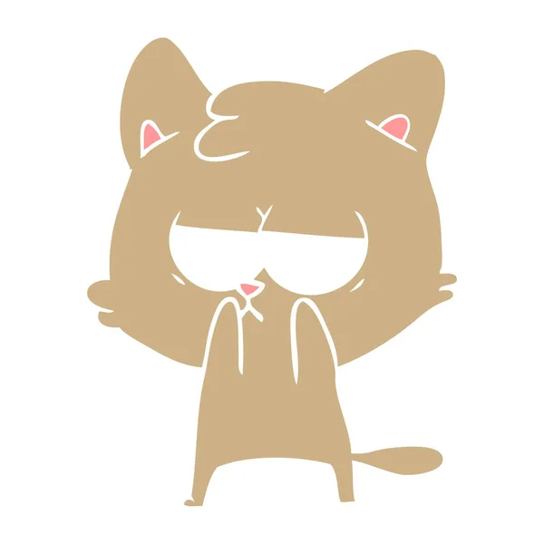 Gelangweilt Flache Farbe Stil Cartoon Cat — Stockvektor