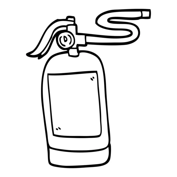 Línea Dibujo Dibujos Animados Extintor Incendios — Vector de stock