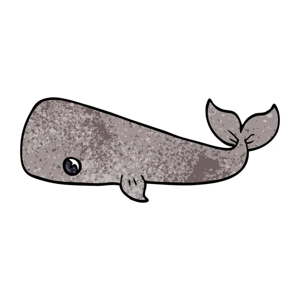 Cartoon Doodle Whale Vit — Stock vektor