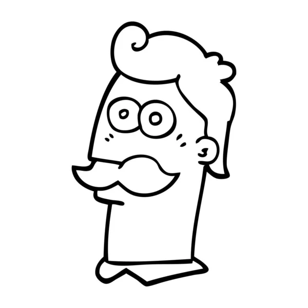 Linha Desenho Cartoon Homem Com Bigode — Vetor de Stock