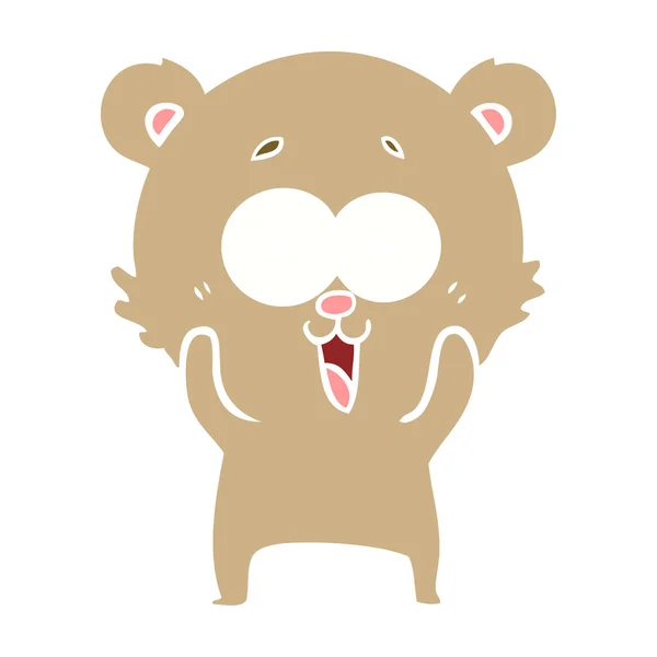 Laughing Teddy Bear Flat Color Style Cartoon — Stock Vector