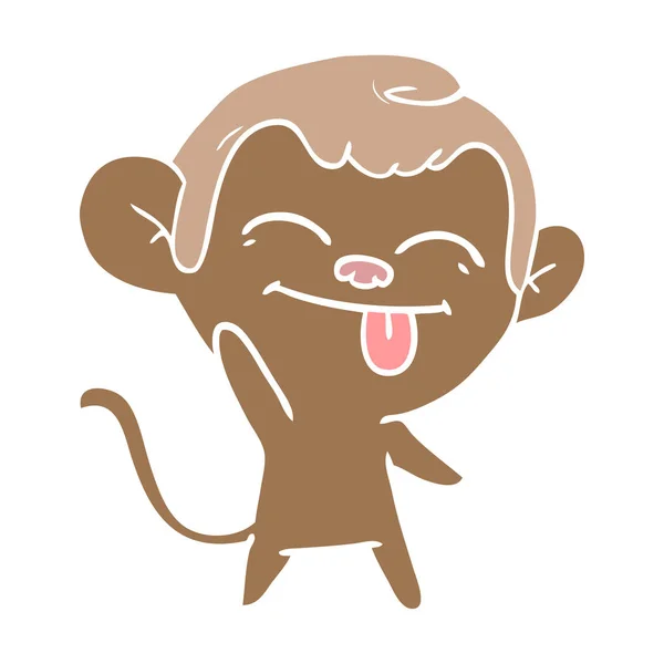 手を振って面白い単色スタイル漫画猿 — ストックベクタ