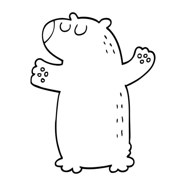 Line Drawing Cartoon Bear Standing — Stock Vector
