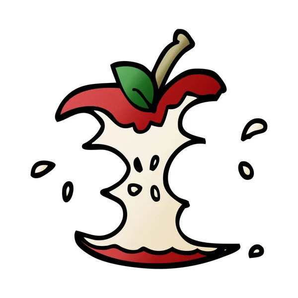 Cartoon Doodle Juicy Bitten Apple — Stock Vector