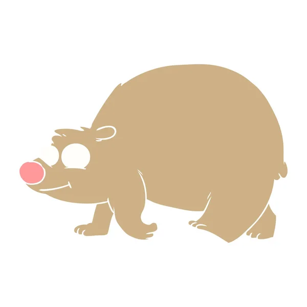 Flat Color Style Cartoon Walking Bear — Stock Vector