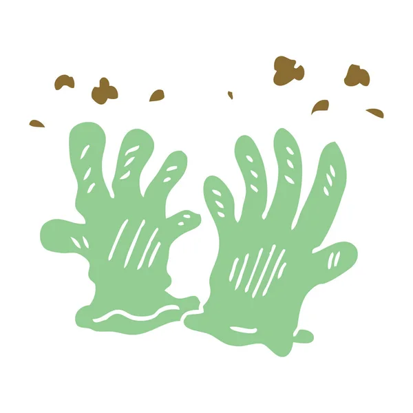 Cartoon Doodle Garden Gloves — Stock Vector