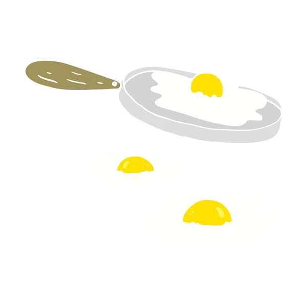 Flat Color Illustration Fried Eggs — Stock Vector