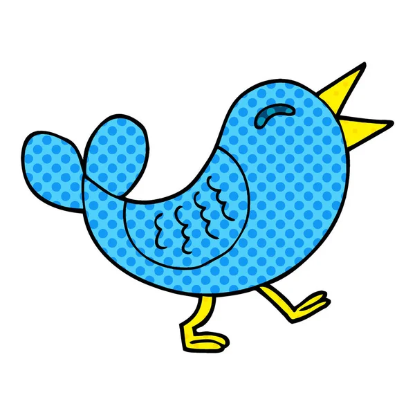 Desenho Animado Doodle Bluebird Branco — Vetor de Stock