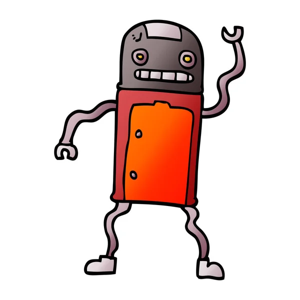 Cartoon Doodle Roboter Auf Weiß — Stockvektor