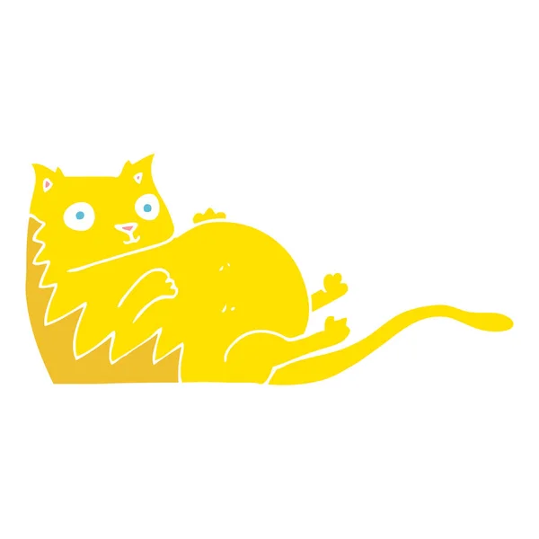 Flat Color Illustration Fat Cat — Stock Vector