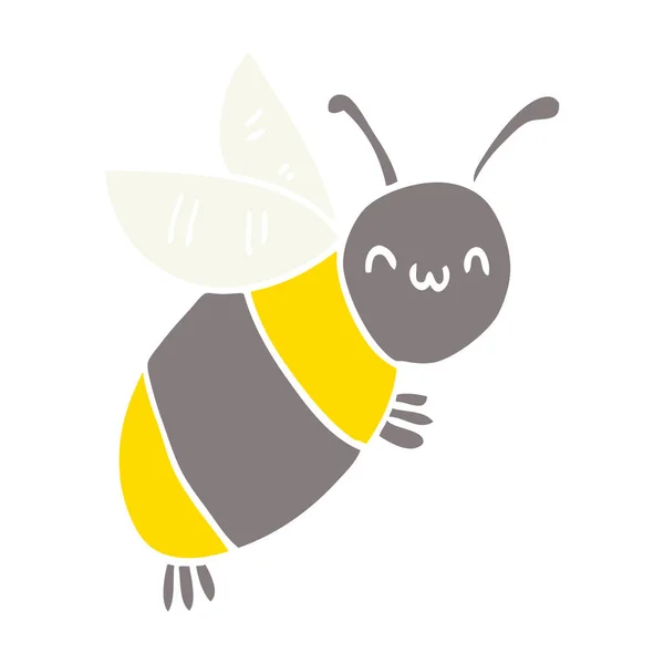 Schattig Egale Kleur Stijl Cartoon Bee — Stockvector