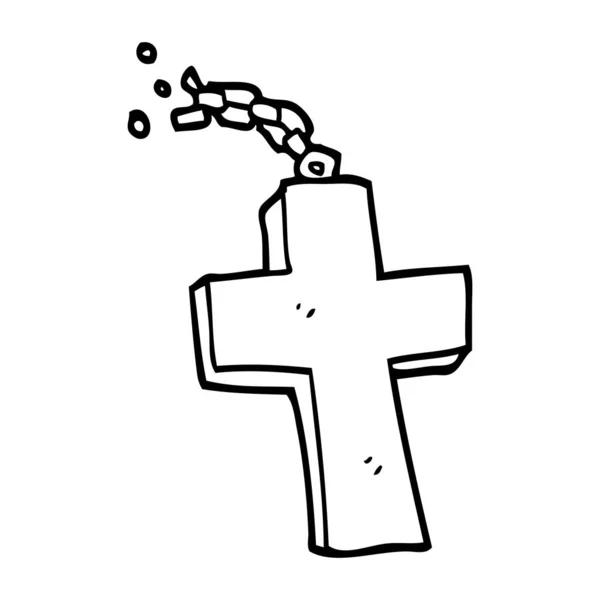 Lijntekening Cartoon Zilveren Kruis — Stockvector