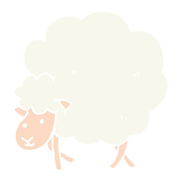 Płaski Kolor Stylu Cartoon Owiec — Wektor stockowy