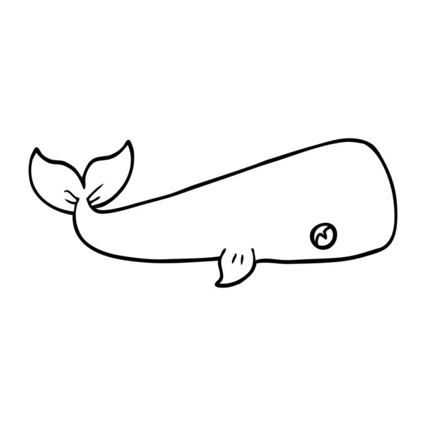 Line Drawing Cartoon Sea Whale — Stock Vector