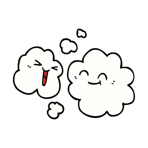 Rajzfilm Fehér Boldog Felhők Doodle — Stock Vector