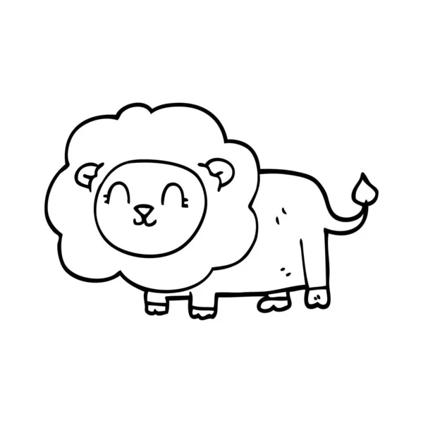 Línea Dibujo Dibujos Animados León — Vector de stock