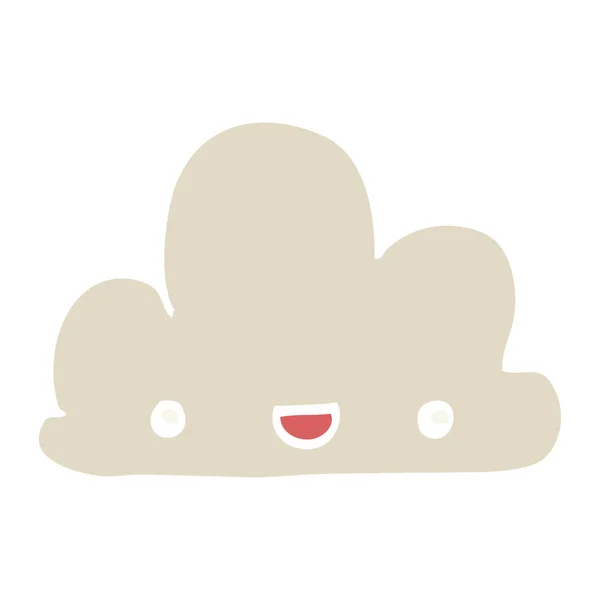 Platt Färg Stil Tecknad Liten Happy Cloud — Stock vektor