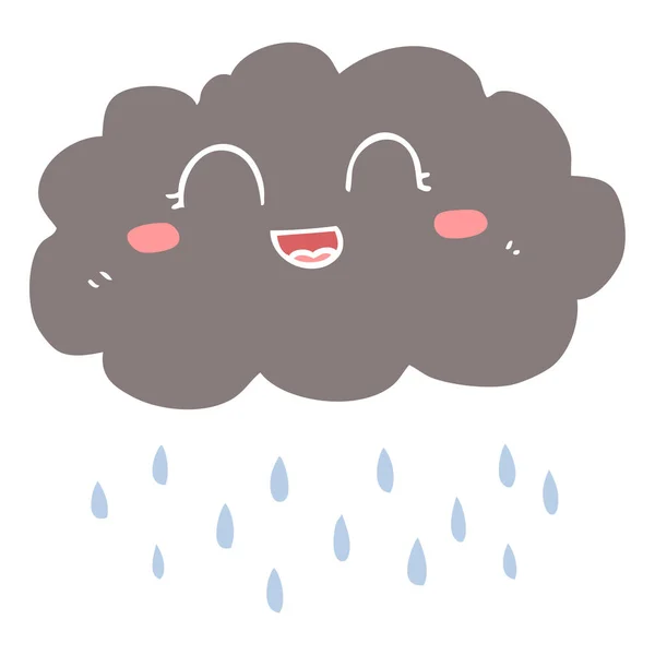 Flat Color Illustration Rain Cloud — Stock Vector