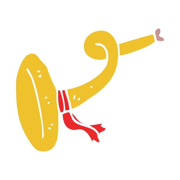 Cartoon Doodle Curled Horn Instrument — Stock Vector