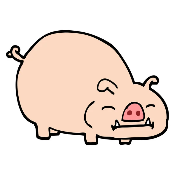 Handgezeichnetes Doodle Stil Cartoon Schwein — Stockvektor