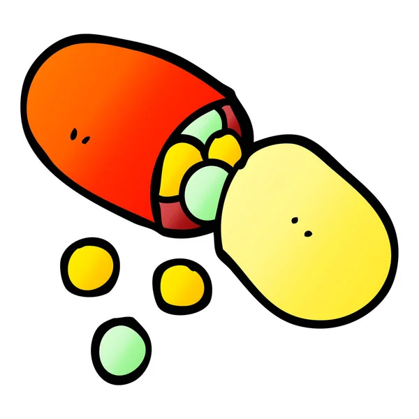Vector Gradient Illustration Cartoon Capsule Pill — Stock Vector