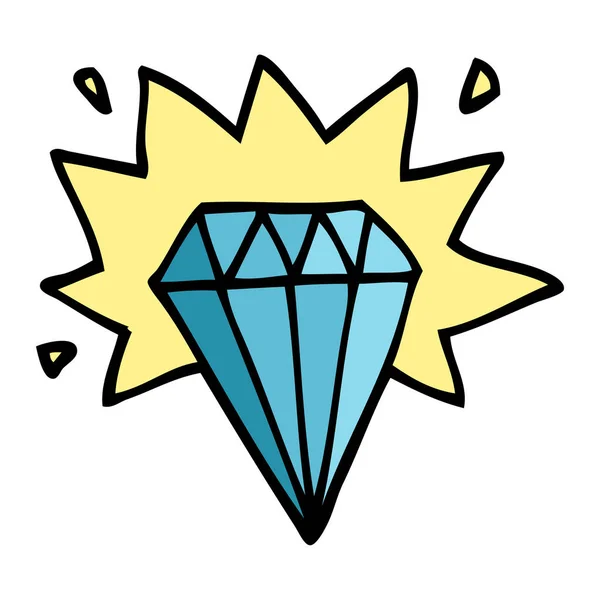 Cartoon Doodle Tattoo Diamant — Stockvector