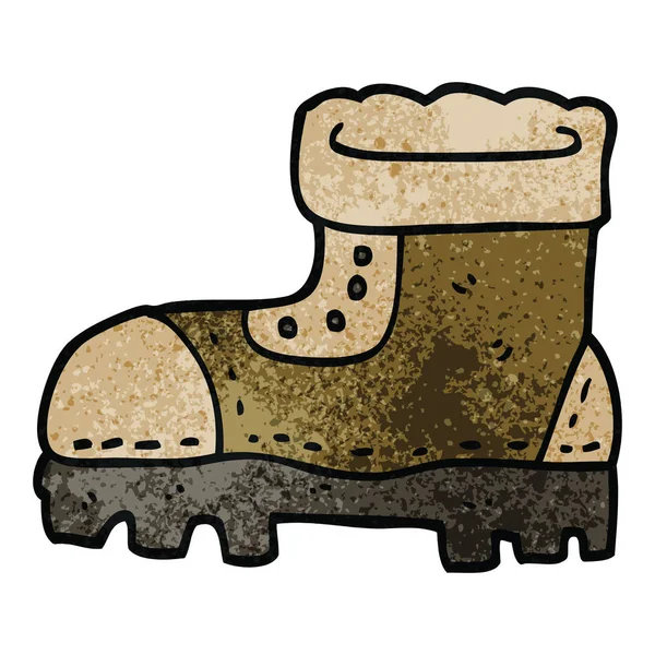 Bota Trabajo Dibujos Animados Garabato — Vector de stock