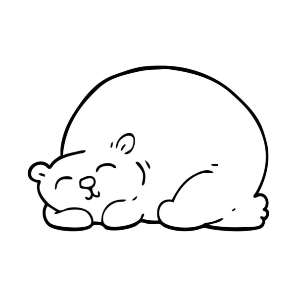 Linea Disegno Cartone Animato Contenuto Orso Dormire — Vettoriale Stock