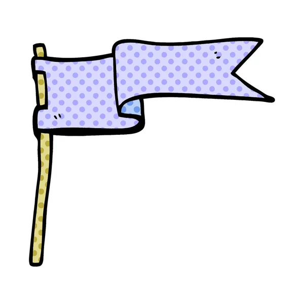 Cartoon Doodle Vlag Zwaaien Wind — Stockvector