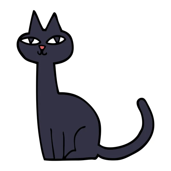 Kreslená Kočka Doodle Bílém — Stockový vektor