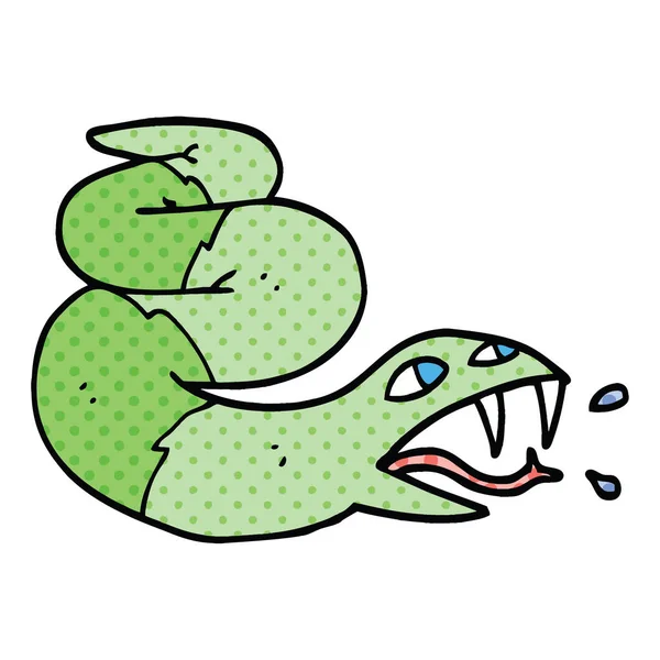 Мультяшный Шипящий Змей Стиле Комикса — стоковый вектор