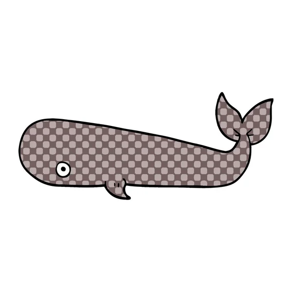 Cartoon Doodle Whale Vit — Stock vektor