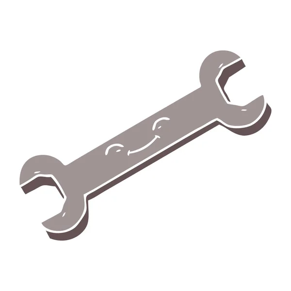 Estilo Cor Plana Desenho Animado Spanner — Vetor de Stock