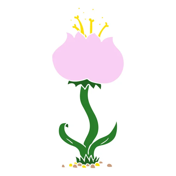 Επίπεδη Χρώμα Εξωτικό Λουλούδι Που Στυλ Καρτούν — Διανυσματικό Αρχείο