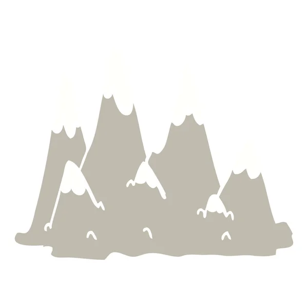 Flat Color Illustration Cartoon Mountains — Stock Vector