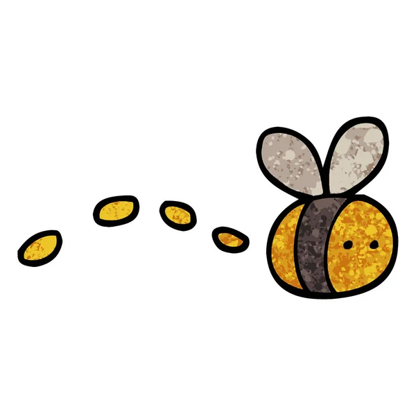 Grunge Texturou Ilustrace Kreslené Bzučení Včel — Stockový vektor