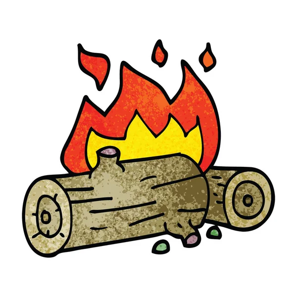 Tegnefilm Doodle Brændende Logs – Stock-vektor